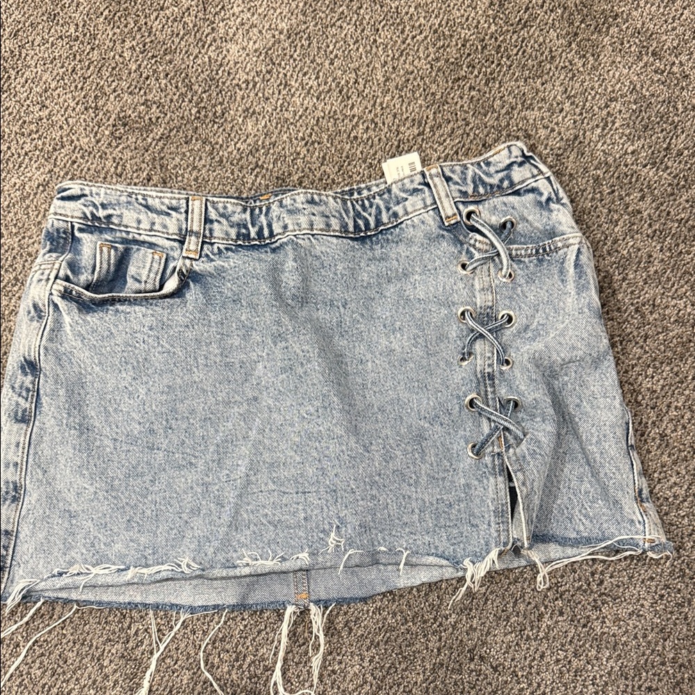 Zara Blue Lace-Up Mini Skirt